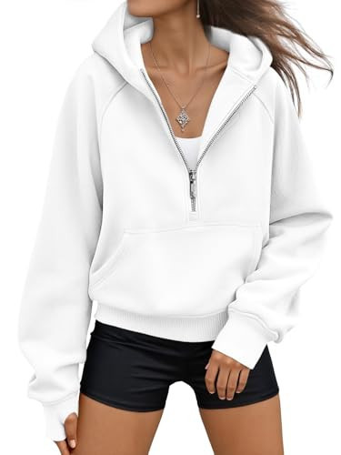 AUTOMET Womens Hoodies Fleece Fall Fashion Outfits Workout Sweatshirts Y2k Winter Zip Up Jackets Oversized Tops Clothes 2026 White M | Amazon (US)