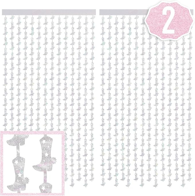xo, Fetti Cowgirl Boot Iridescent Foil Curtain - Set of 2 | Bachelorette Party Decorations, Cowgi... | Amazon (US)