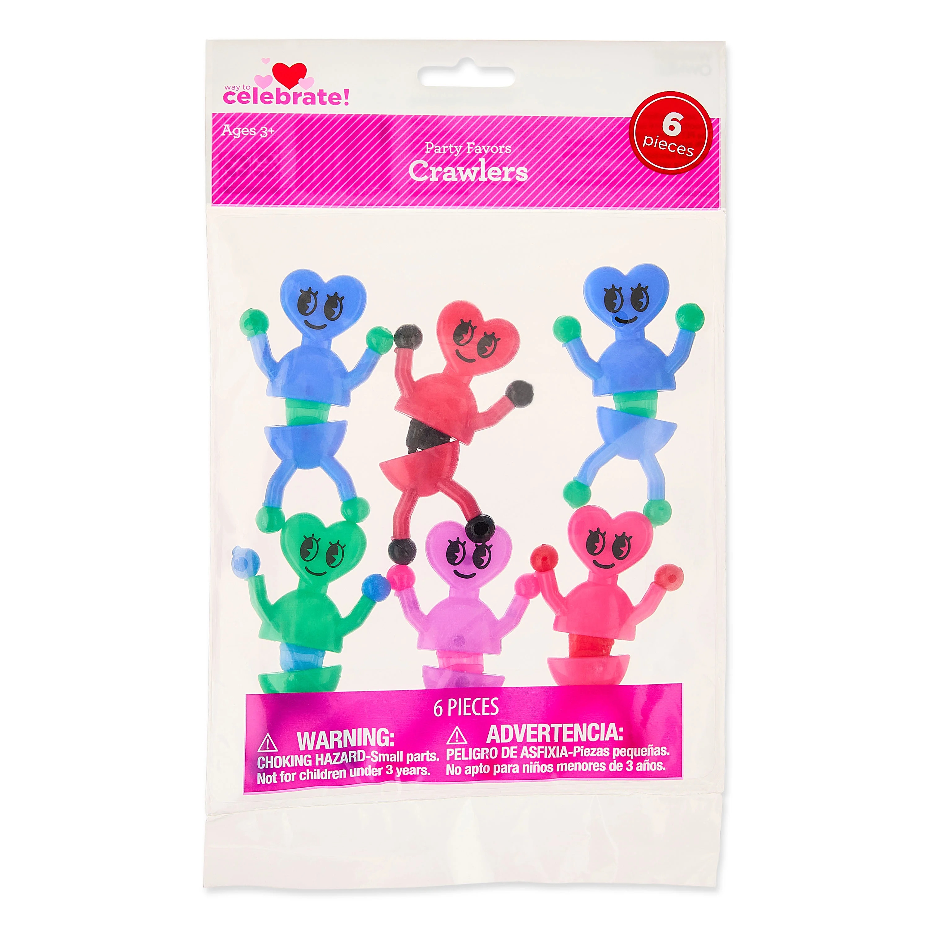 Heart Crawlers Party Favors, Multicolor, 6 Count, Valentine's Day by Way To Celebrate | Walmart (US)
