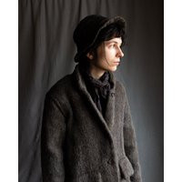 Grey Woolen Coat Hay. Hand Dyed Wool Trench Jacket Winter Women Hairy Goat Natural Raw Womens Wabi Sabi Plant Dye | Etsy (US)