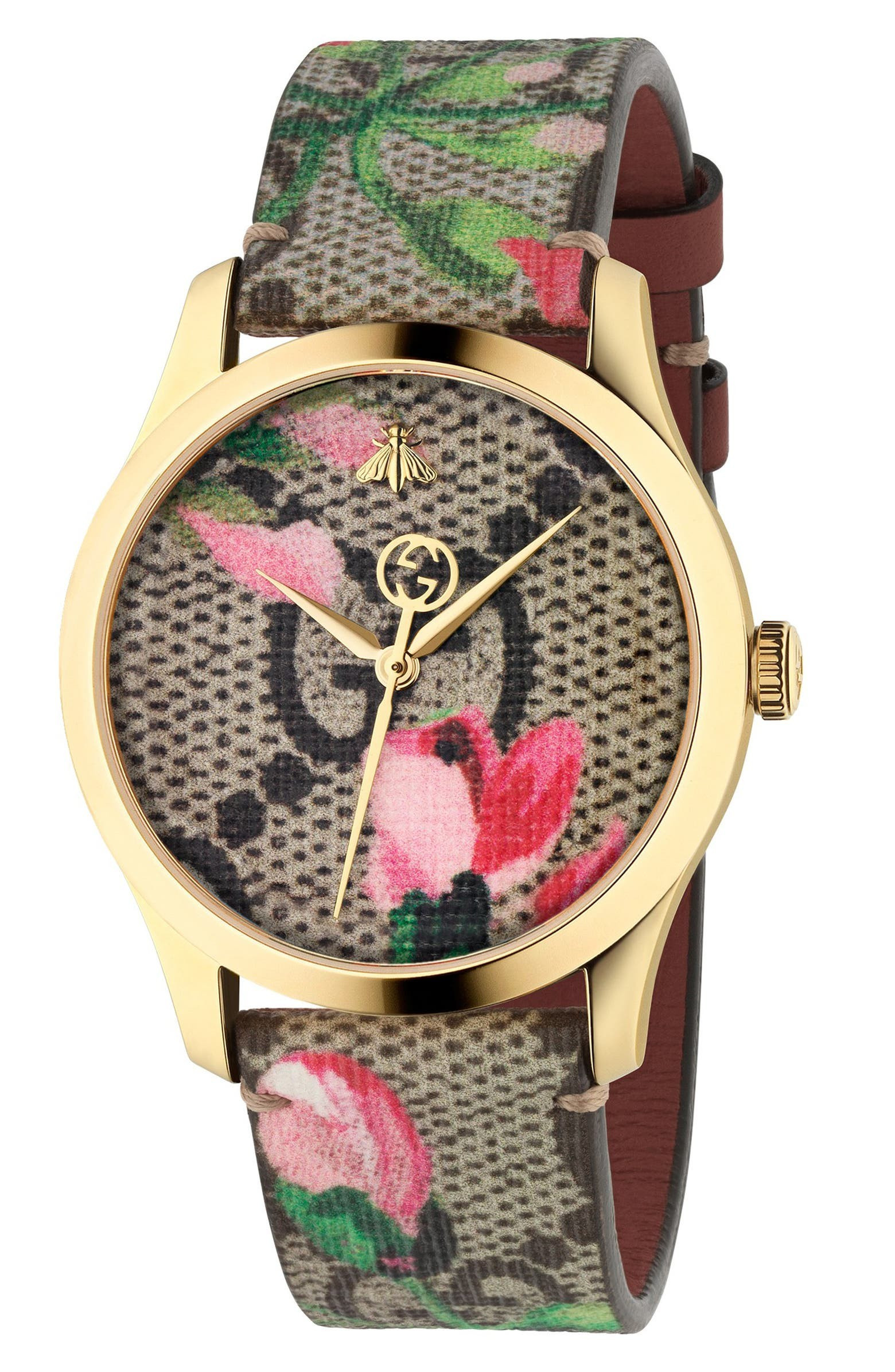 G-Timeless Floral Print GG Canvas Strap Watch, 38mm | Nordstrom
