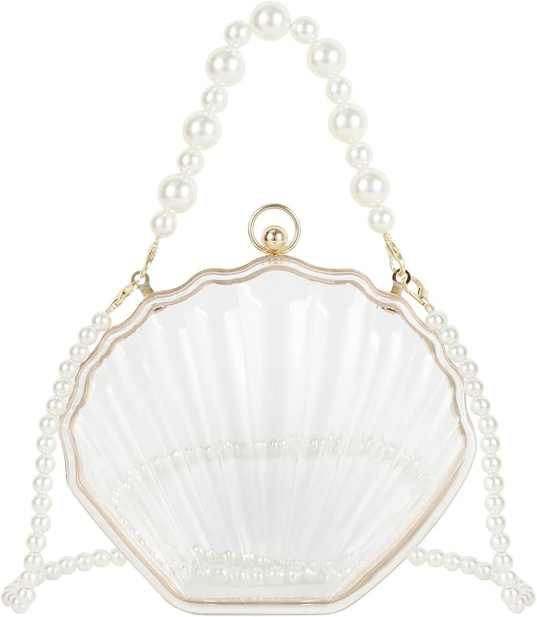 Women Seashell Evening Bag Purse Mermaid Chain Strap Clutch Handbag Shoulder Bag | Amazon (US)