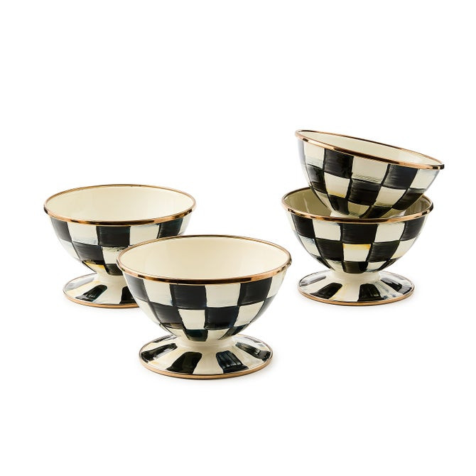 Courtly Check Ice Cream Dishes, Set of 4 | MacKenzie-Childs
