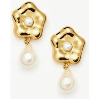 Eny Puffy Daisy Pearl Drop Earrings | 18ct Gold Plated/Pearl | Missoma UK