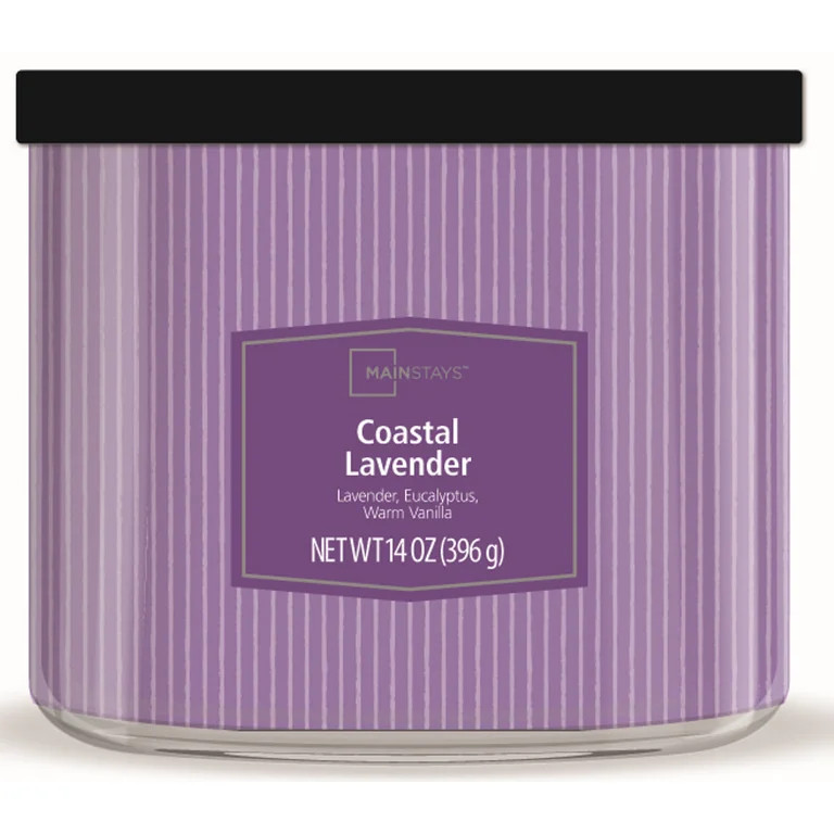 Mainstays 3-Wick Textured Wrap Coastal Lavender, 14-Ounce | Walmart (US)