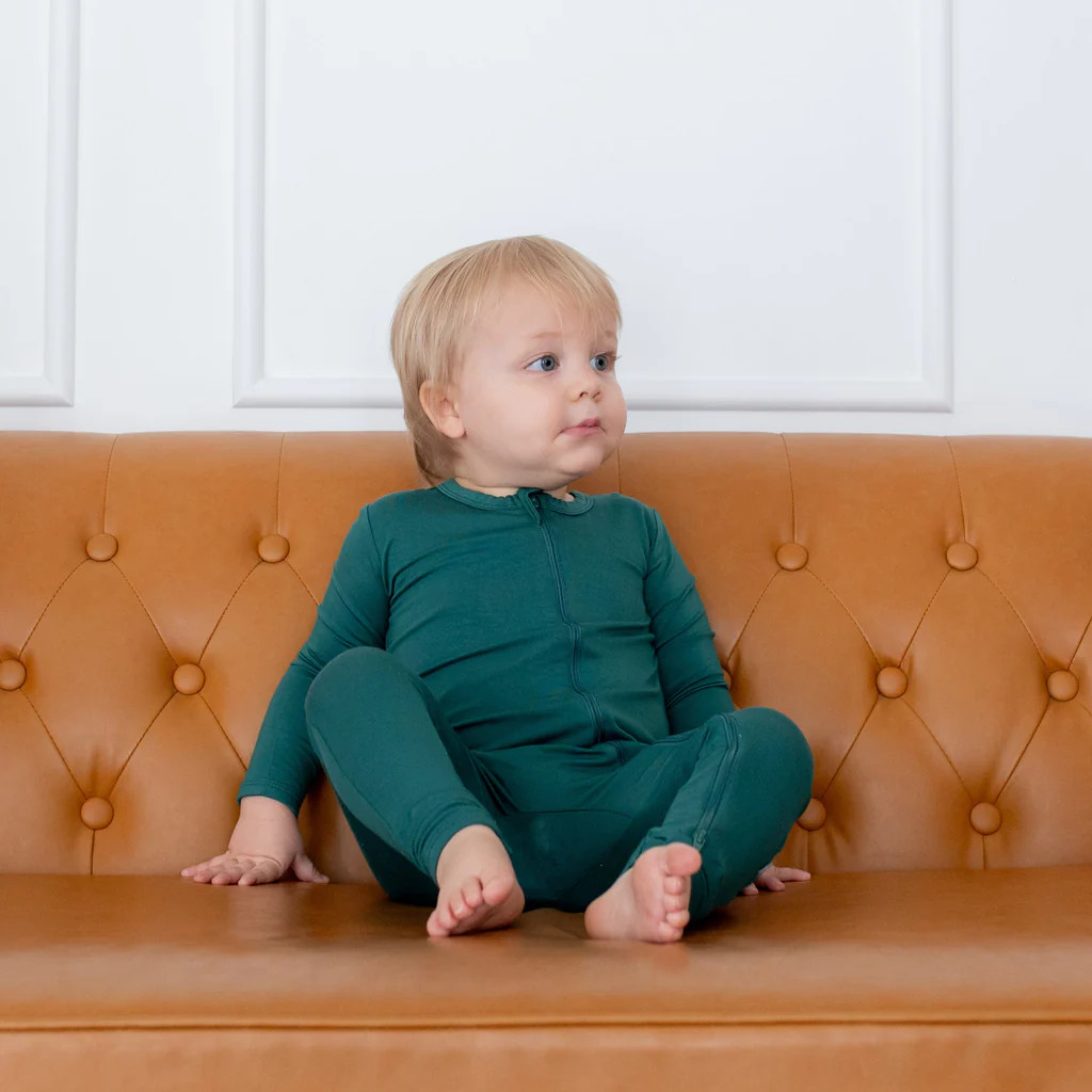 Zippered Romper in Emerald | Kyte BABY