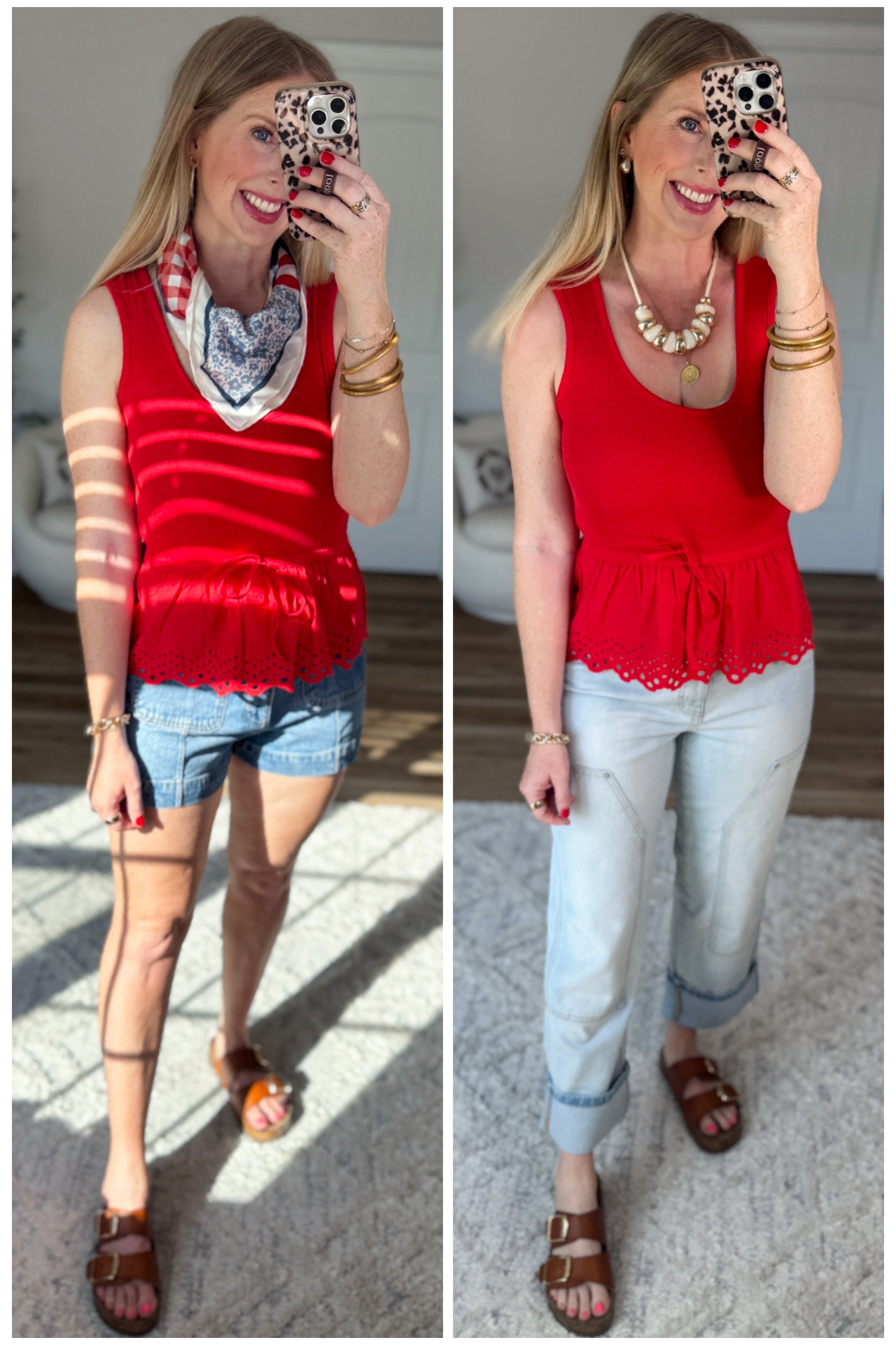 2 ways to style this red peplum tank from Walmart 

#LTKmomlife #LTKootd