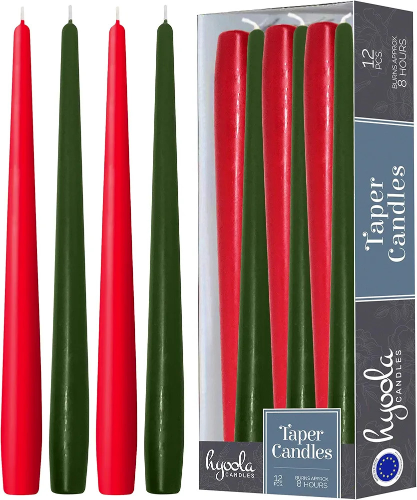 Hyoola Christmas Candles - Green and Red Taper Candles 10 Inch Dripless, 12 Pack Unscented Holida... | Amazon (US)