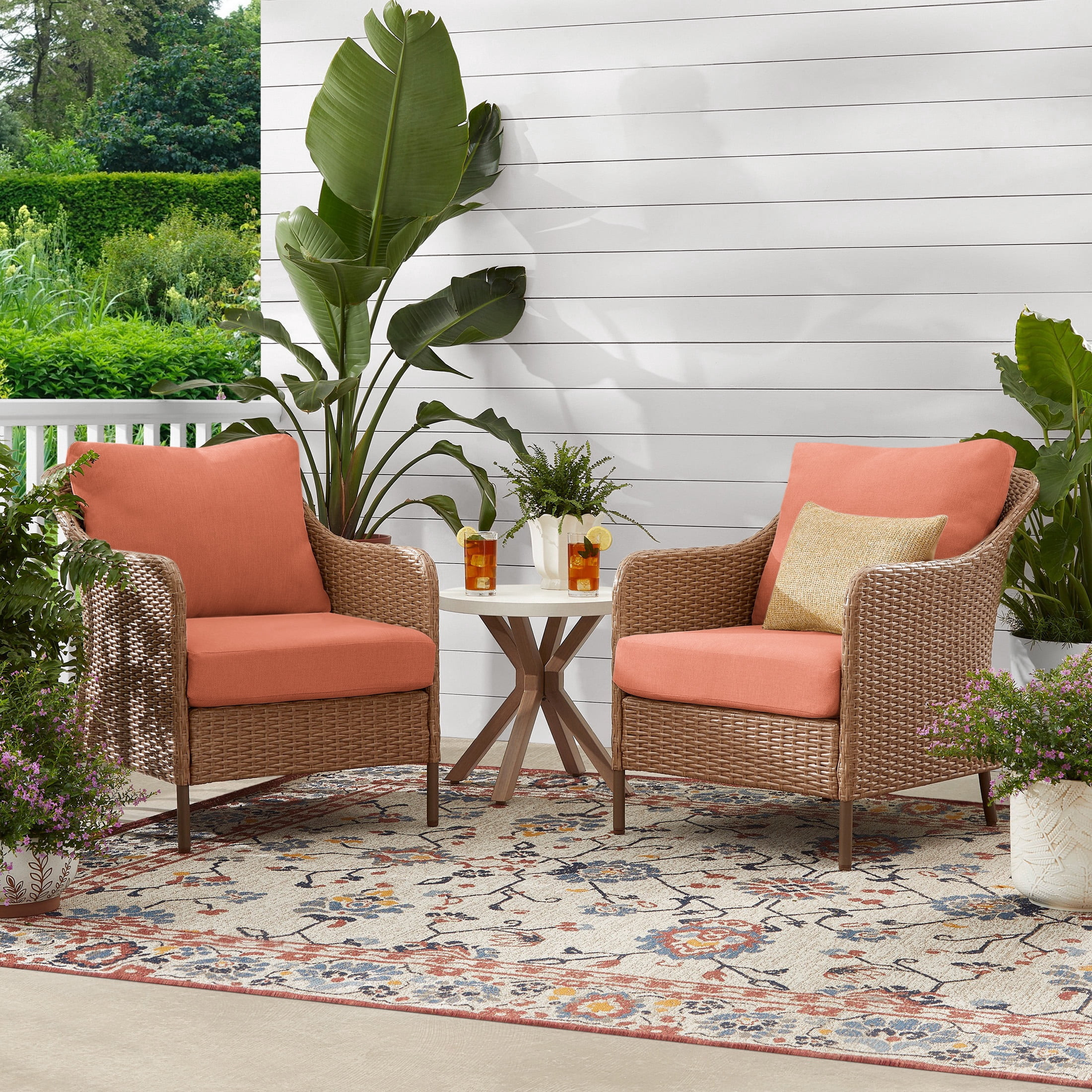 Mainstays Chelsea 3-Piece Outdoor Chat Set, Terracotta | Walmart (US)