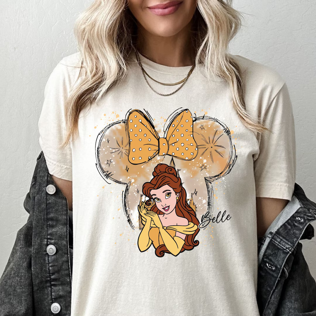 Disney Belle Shirt, Disney Castle, Watercolor, Disney Princess Belle Shirt, Minnie Mouse Head The... | Etsy (US)