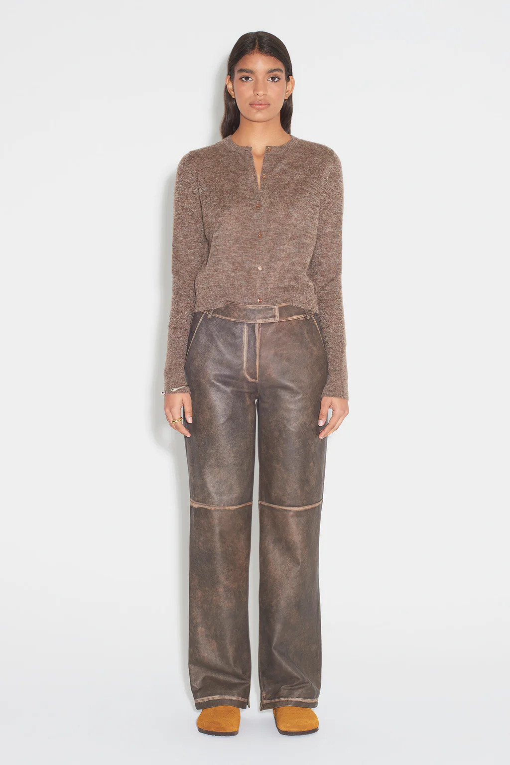 Amanda Knit Cardigan Brown Marle | Hansen and Gretel