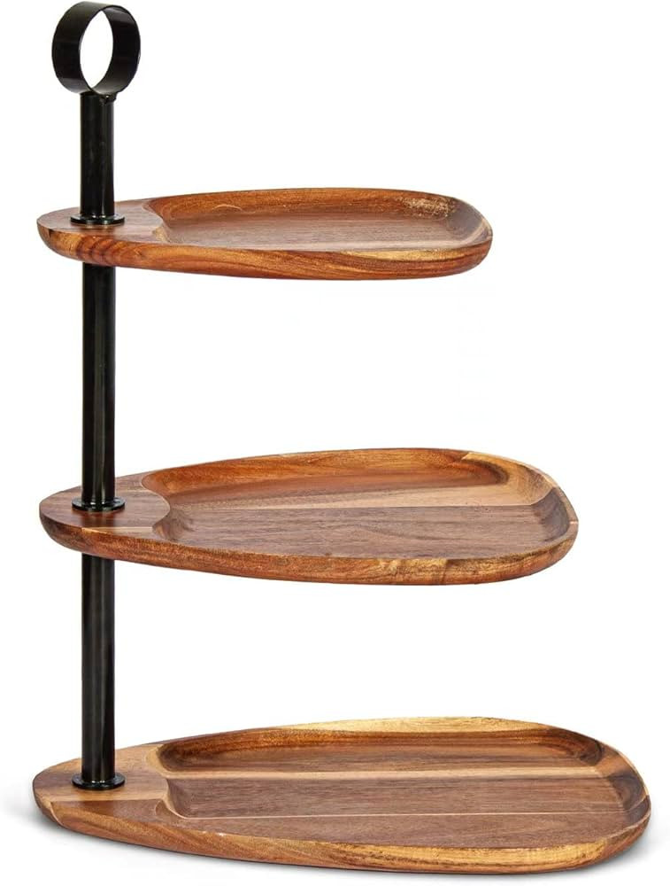 KITEISCAT 3 Tier Serving Tray- Elegant 3 Tiered Serving Tray with Metal Handle for Kitchen Island... | Amazon (US)
