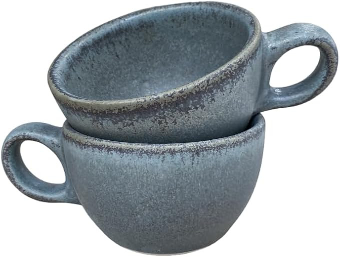 Galena Barista Cup and Saucer Set of 2, 6oz Handmade Ceramic Cappuccino and Latte Art Cups – Pr... | Amazon (US)