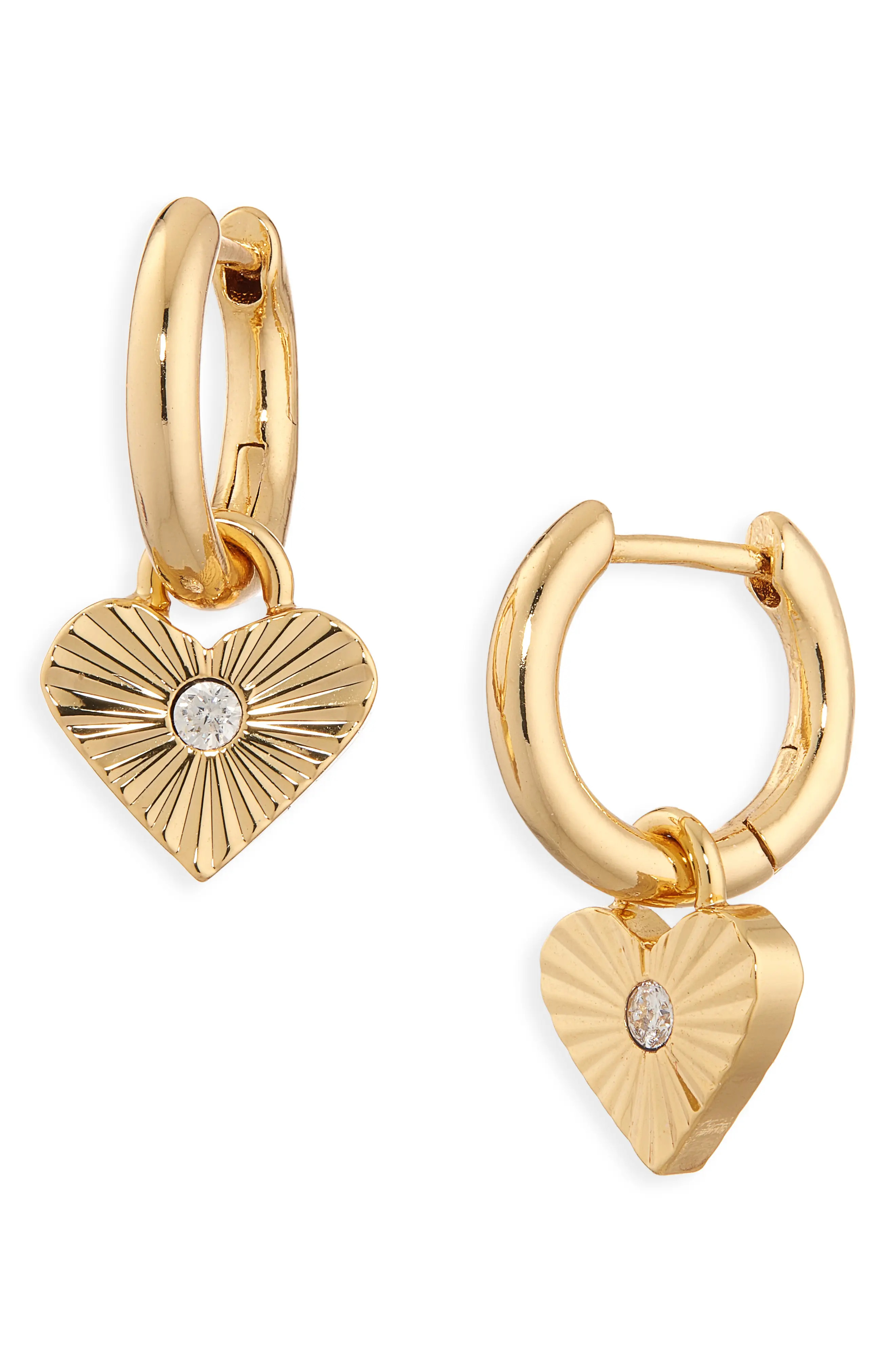 Engine Turned Heart Huggie Hoop Earrings | Nordstrom
