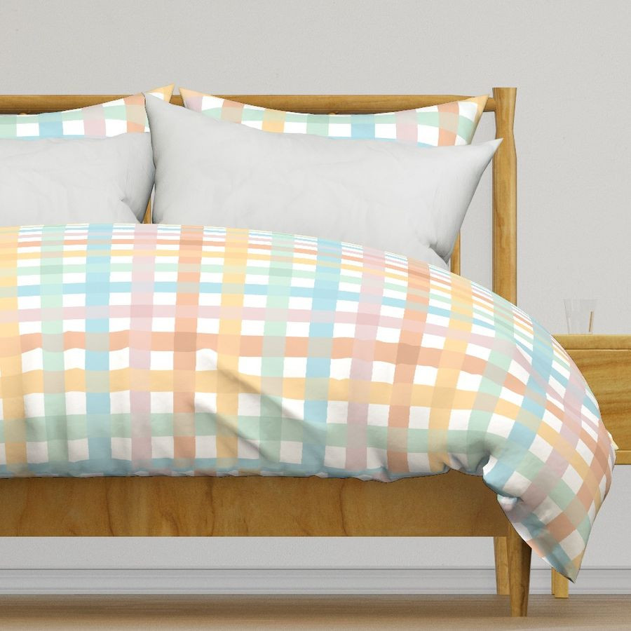 Pastel Rainbow Gingham Large Scale | Spoonflower