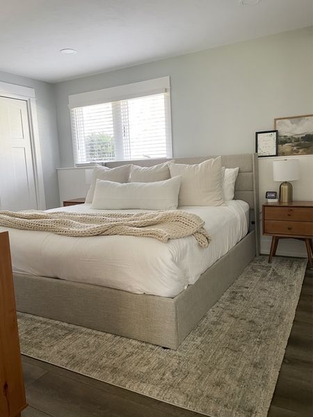 Client bedroom reveal.  This bedroom is serene and stylish.  

Neutral bedroom.  Neutral bedding.  Target Nightstand.  Target gold nightstand.  Jean Stoffer area rug.  

#LTKstyletip #LTKfamily #LTKhome