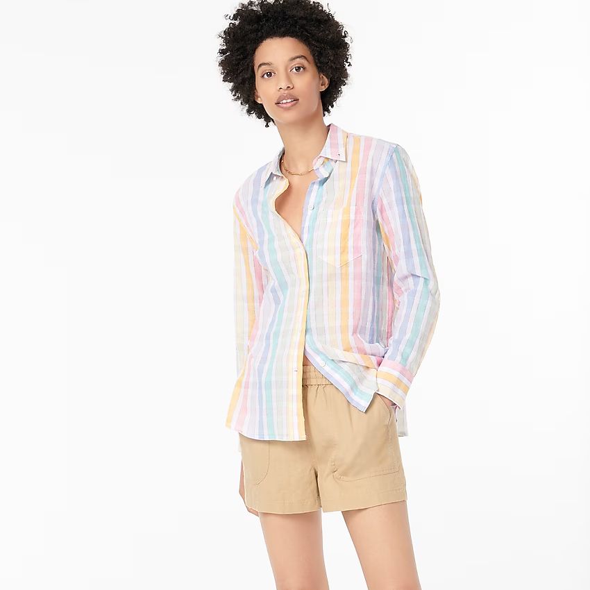 Classic-fit shirt in rainbow crinkle gingham | J.Crew US