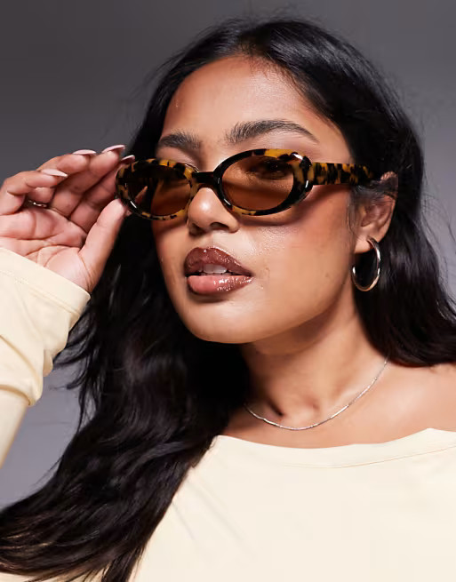 Quay felt cute slim oval sunglasses in tortoiseshell with pale yellow lens  | ASOS | ASOS (Global)