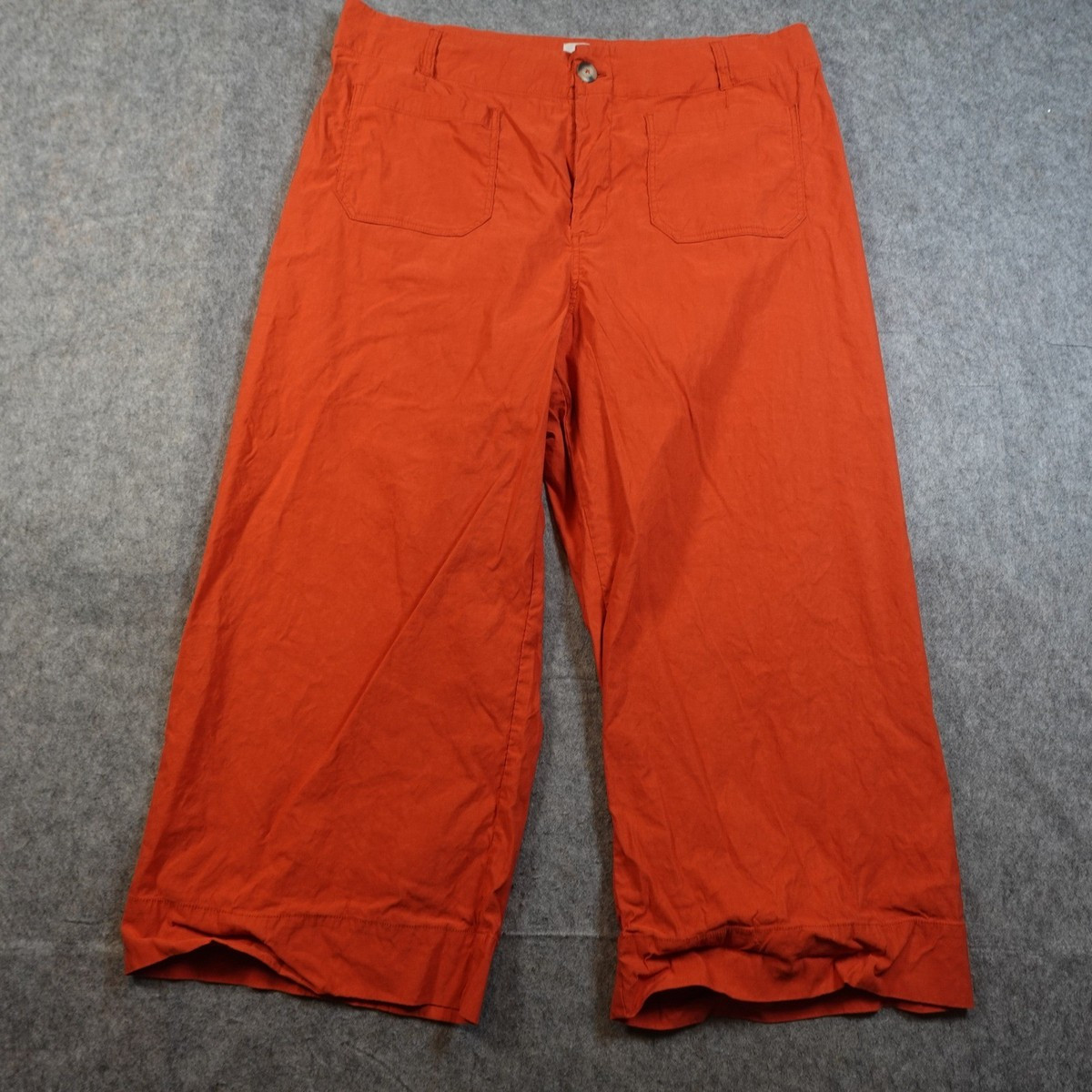 Anthropologie Maeve Pants Womens 22W Orange Colette Cropped Wide Leg High Rise | eBay US