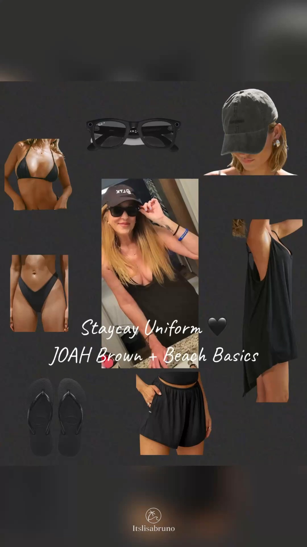 Staycay uniform 🖤🌴

My go-to beach hotel outfit formula: all black everything — JOAH bikini + tank, easy shorts, black Havaianas, Ray-Ban Meta glasses, and my LTK black logo cap earned through the LTK Creator Masterclass 🖤🤍

✨ Bonus: JOAH is having an end-of-season sale with 30% off select styles — many of these pieces I purchased at full price, so now is the time to grab them!

Perfect for beach days, coffee runs, poolside lounging, and summer getaways.

#ad #beachstyle #vacationstyle #staycationstyle #resortwear #summeroutfits #blackoutfit #floridastyle #beachfashion #LTKcreator #LTKfinds

#LTKootd #LTKSaleAlert #LTKSwim