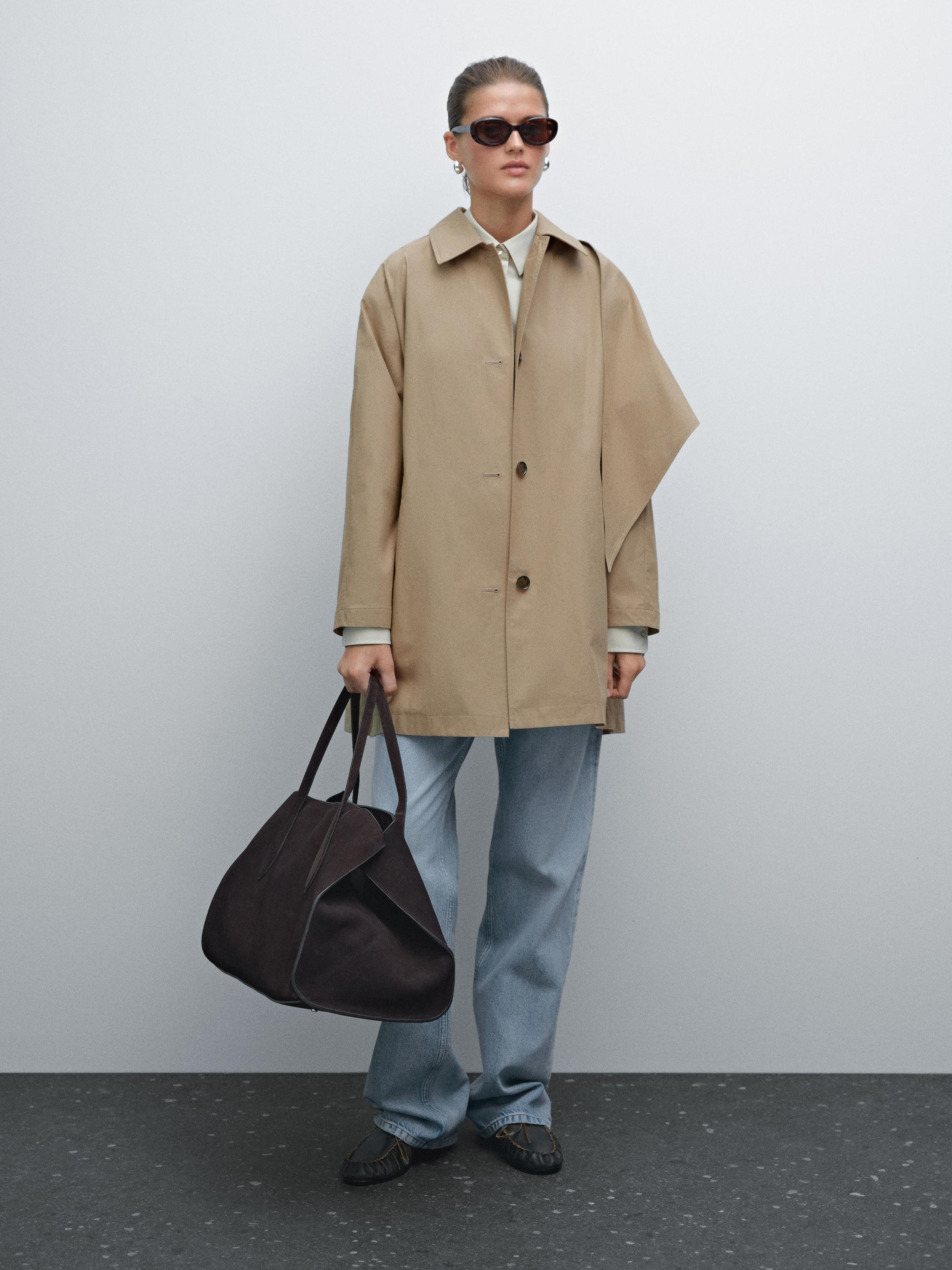 Trench coat with detachable scarf detail | Massimo Dutti US