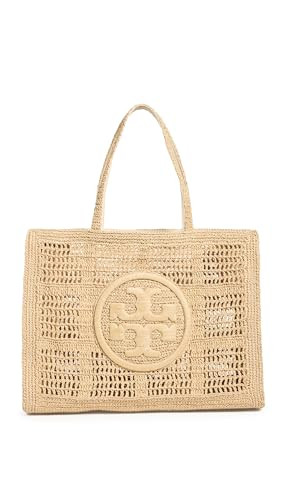 Tory Burch Women's Ella Hand Crocheted Large Tote, Natural, Tan, One Size | Amazon (US)