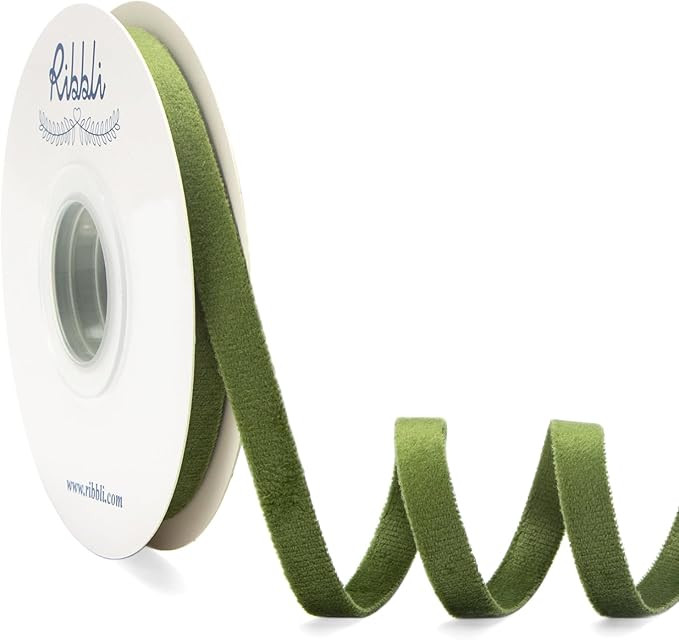 Ribbli Sage Velvet Ribbon Double Faced 3/8 Inch 10-Yard Spool Spring Moss Ribbon Use for Christma... | Amazon (US)