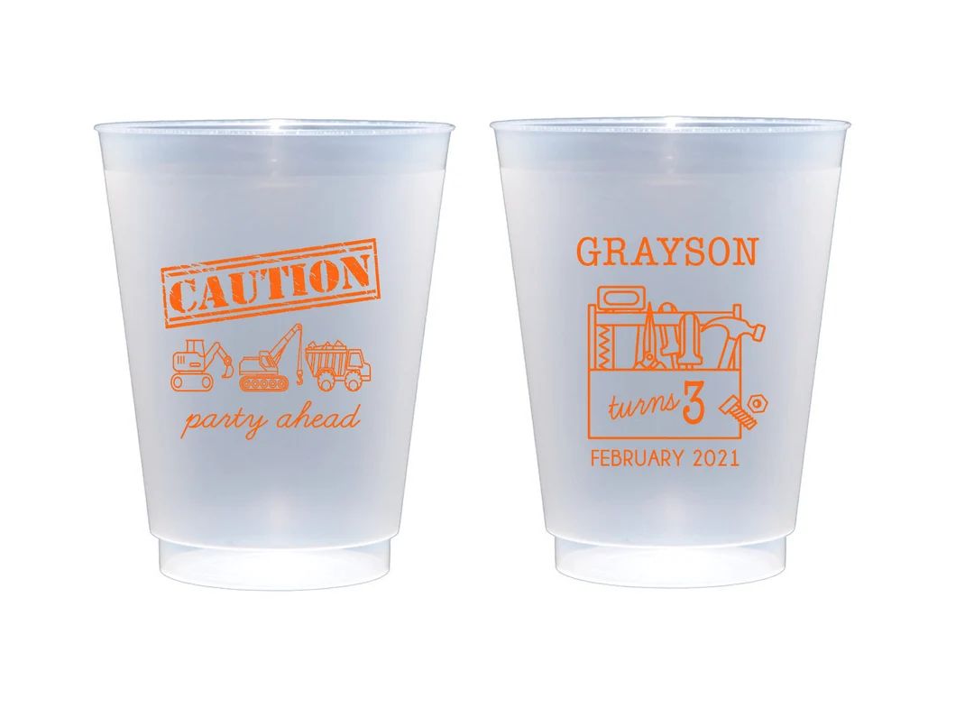 Construction party cups, Caution cups, Construction theme party favor, Construction birthday cups... | Etsy (US)