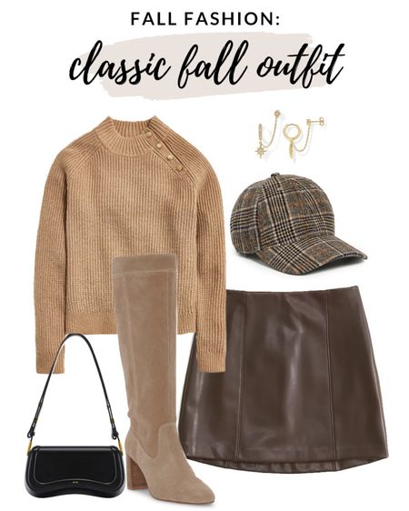 Chic, monochromatic fall outfit idea! This would be perfect to wear on Thanksgiving! 

#fallfashion 

Faux leather mini skirt. Pearl button detailed sweater. Amazon shoulder bag. Plaid baseball cap. Chic fall style. Classic fall outfit. Hues of brown outfit. Thanksgiving outfit idea  

#LTKSeasonal #LTKfindsunder100 #LTKstyletip