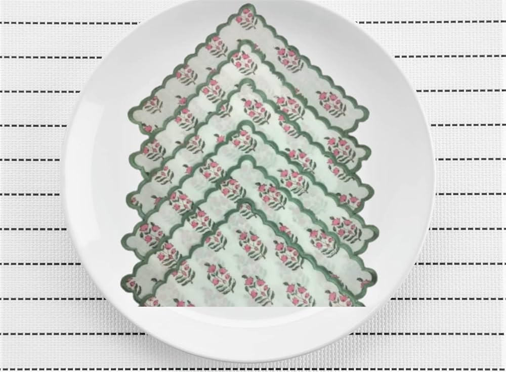 Ridhi Pink and White 100% Pure Cotton Farmhouse Wedding Cloth Napkins for Halloween, Thanksgiving... | Amazon (US)