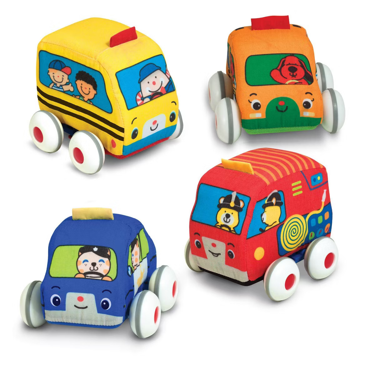 Melissa & Doug K's Kids' Pull-Back Vehicle Set - Soft Baby Toy Set with 4 Cars and Trucks: Educat... | Target