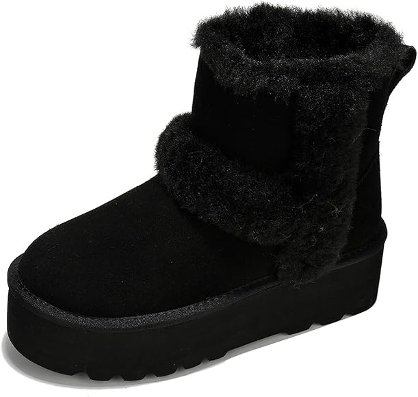 Project Cloud Botas de invierno de gamuza genuina para mujer, botas de espuma viscoelástica y za... | Amazon (US)
