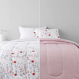 Amazon Basics Ultra-Soft Lightweight Reversible Microfiber Comforter Bed-in-a-Bag, 5-Piece Set, T... | Amazon (US)