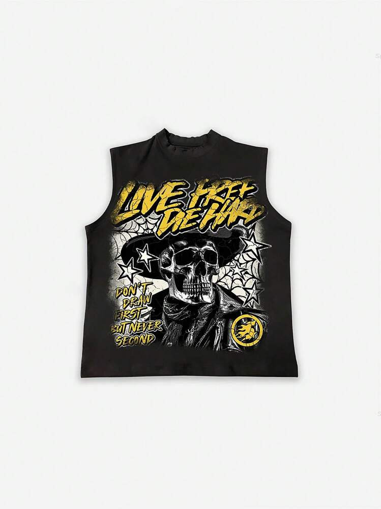 Men's Summer High-Quality Streetwear Ribbed Vest,Graphic Letter Pattern Soft Skin-Friendly | SHEIN