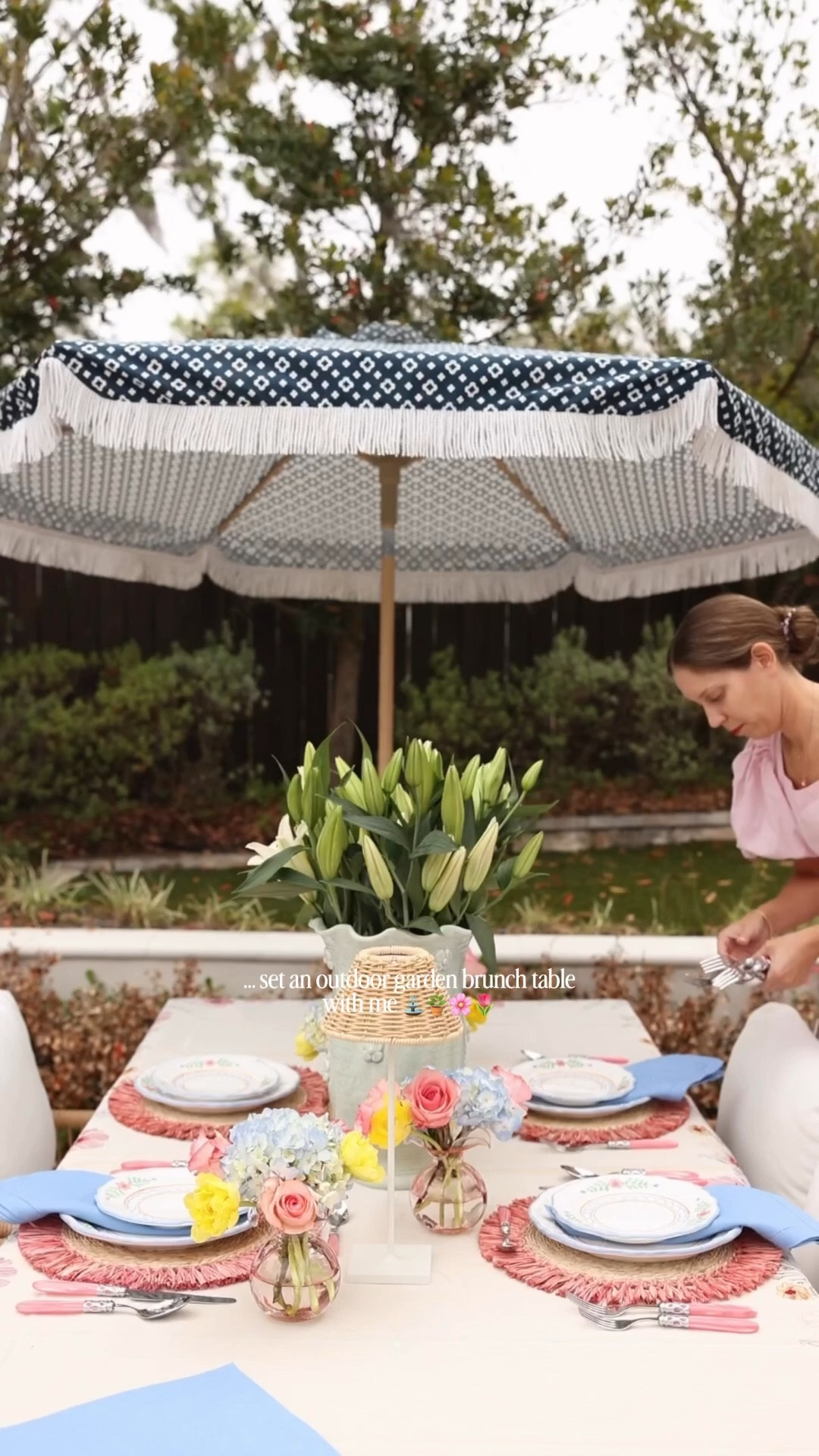 Set a garden brunch table with me (featuring VIETRI) 🌿⛲️🪴🌸🌷

#LTKSeasonal #LTKHome
