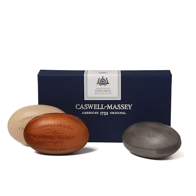 Caswell-Massey Triple Milled Men's Luxury Sandalwood Explorer Three-Soap Set, Woodgrain, Centurie... | Amazon (US)