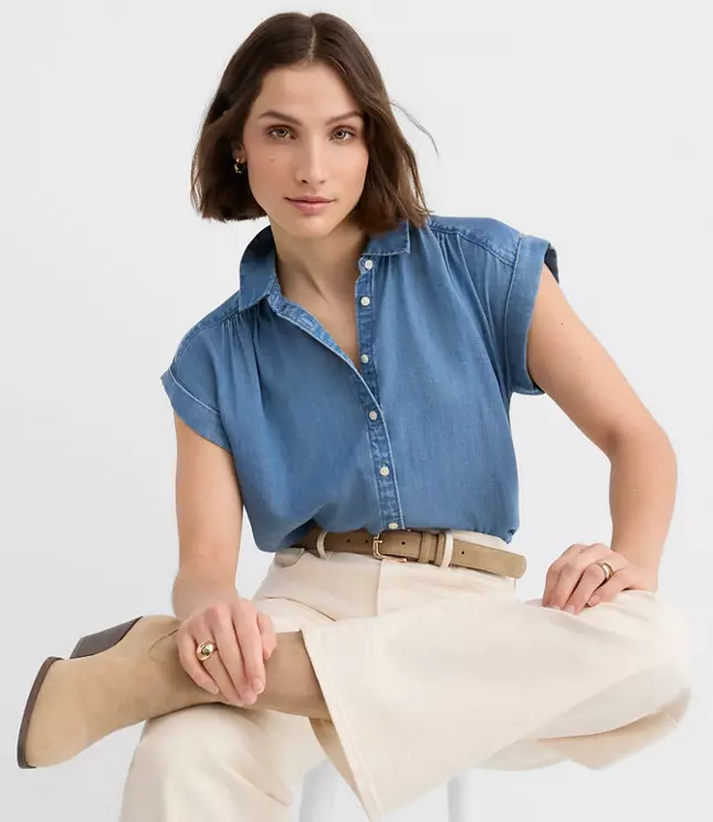 Chambray Dolman Shirt | LOFT