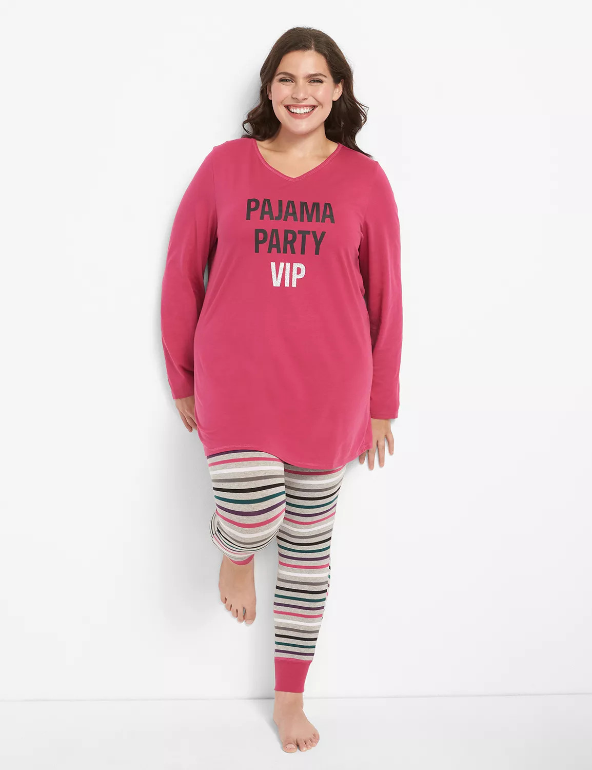 Lane Bryant Women's Long-Sleeve Tee & Legging Pj Set 22/24 Pajama Party | Lane Bryant (US)