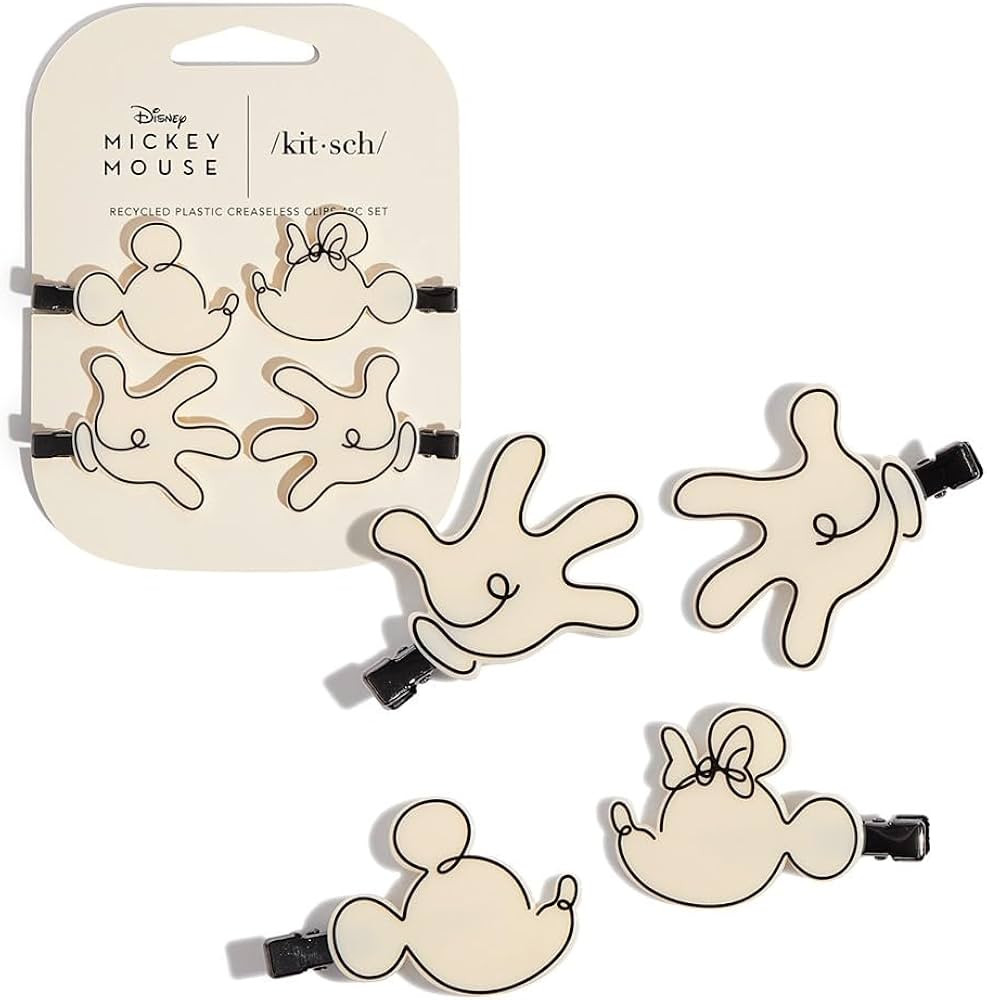 Mickey/Minnie x Kitsch Creaseless Hair Clips - Recycled Plastic No Bend Hair Clips for Makeup | N... | Amazon (US)
