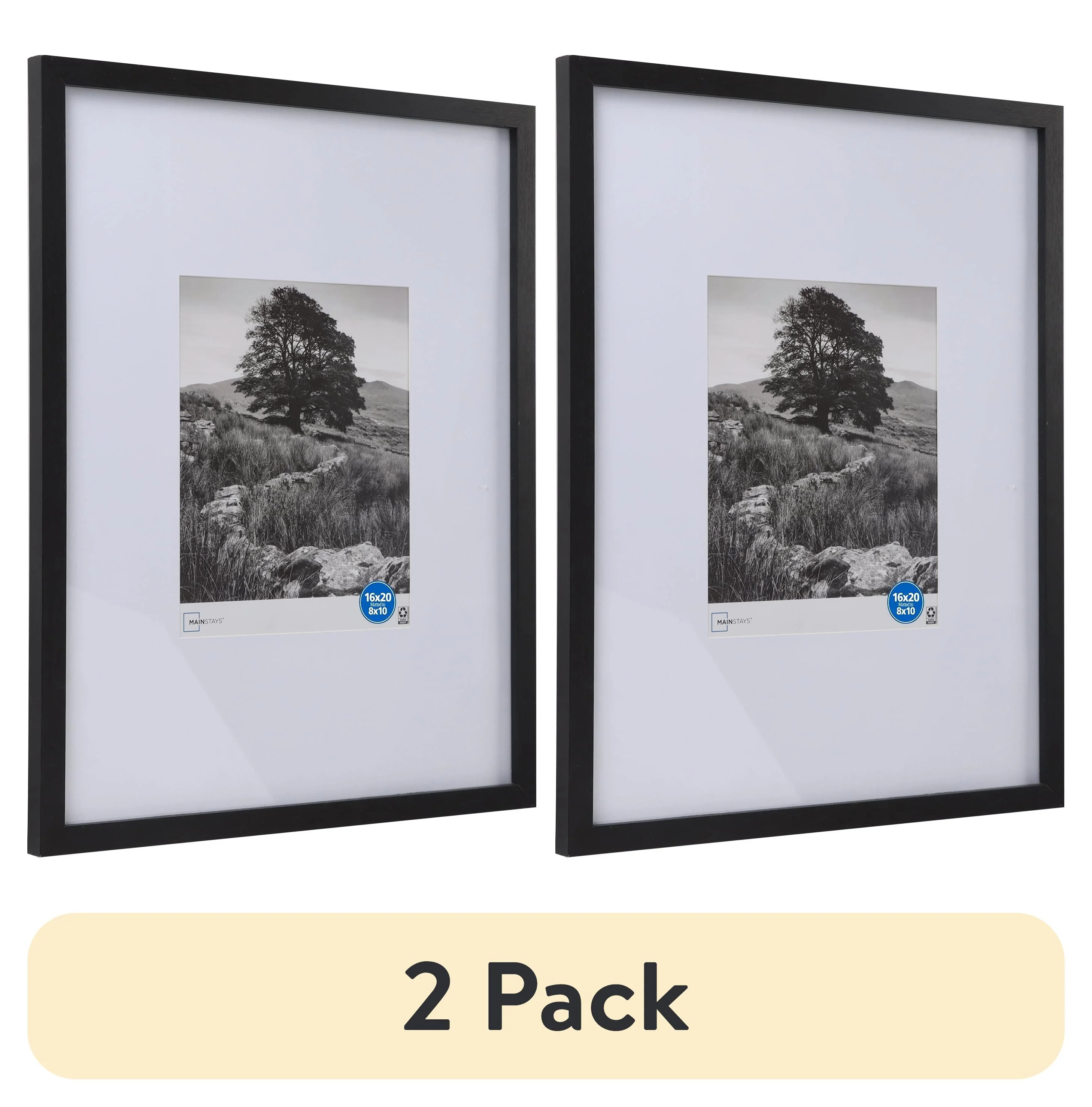 (2 pack) Mainstays 16"x20" Gallery Frame with Wall Mount Light, Matted for 8"x10" Picture - Walma... | Walmart (US)