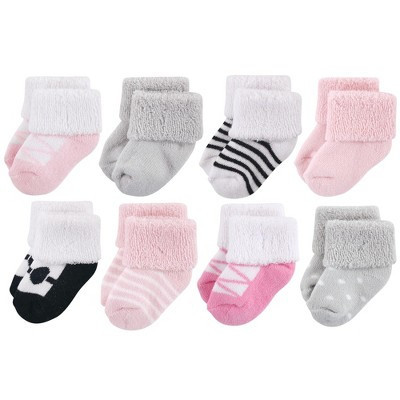 Luvable Friends Baby Girls Newborn and Baby Terry Socks, Pink Black Ballet, 6-12 Months | Target