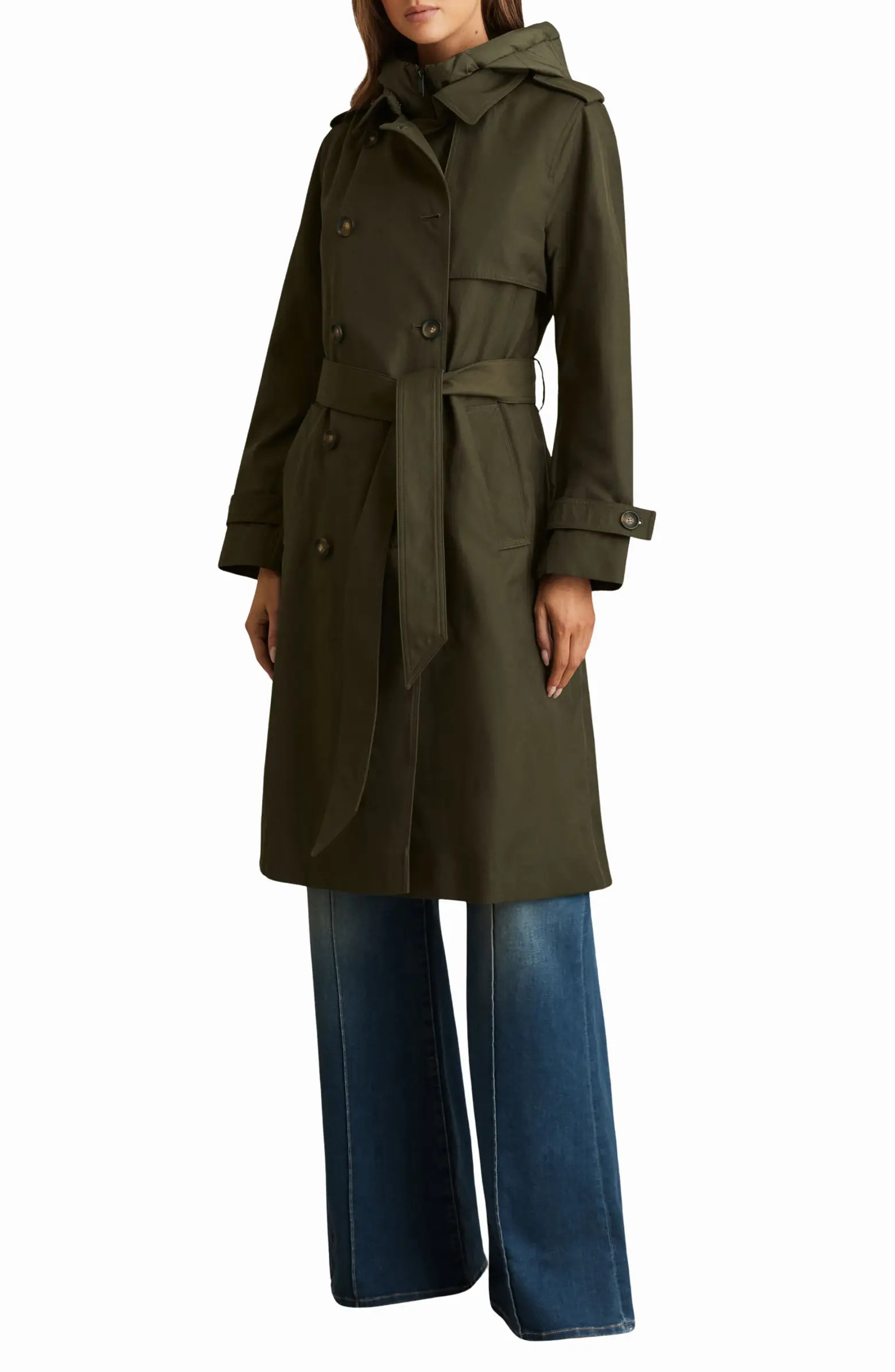 Reiss Azura Hooded Double Breasted Trench Coat | Nordstrom | Nordstrom