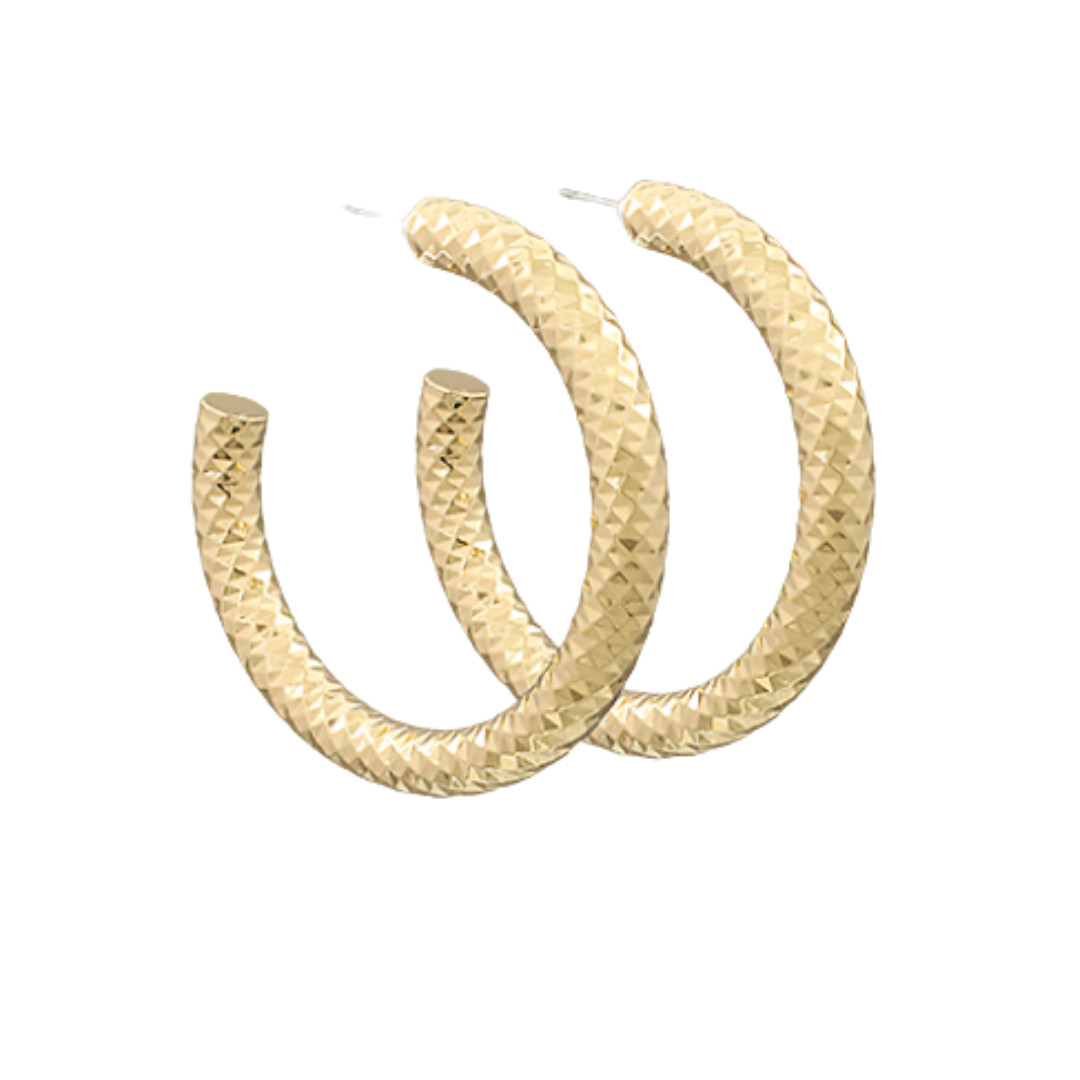 Gold Textured Thick Hoops | Wilson Home Decor