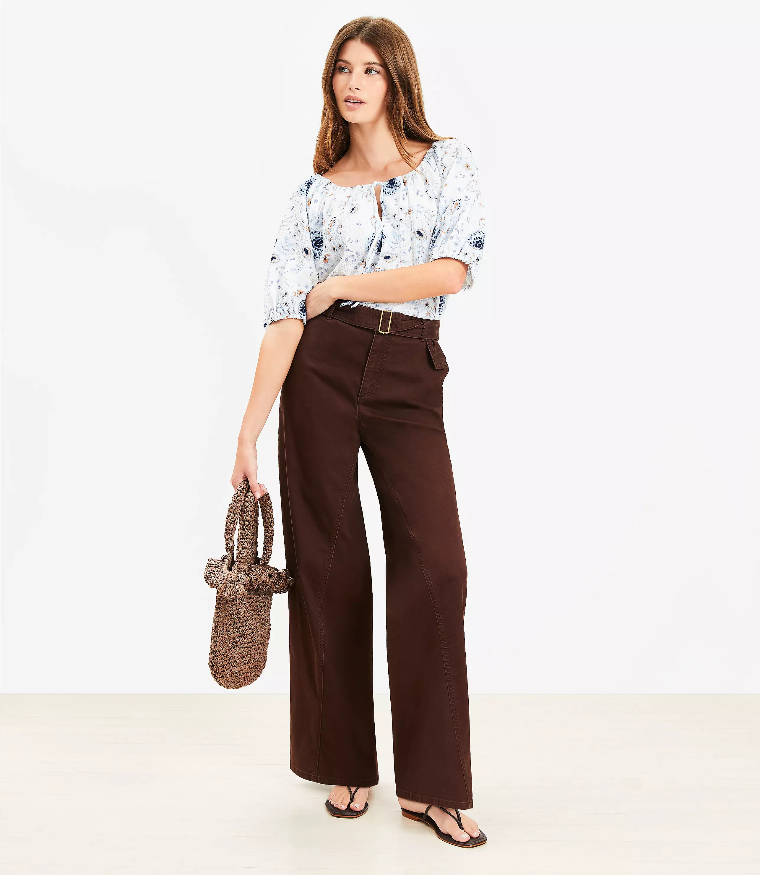 Belted Slim Wide Leg Pants | LOFT