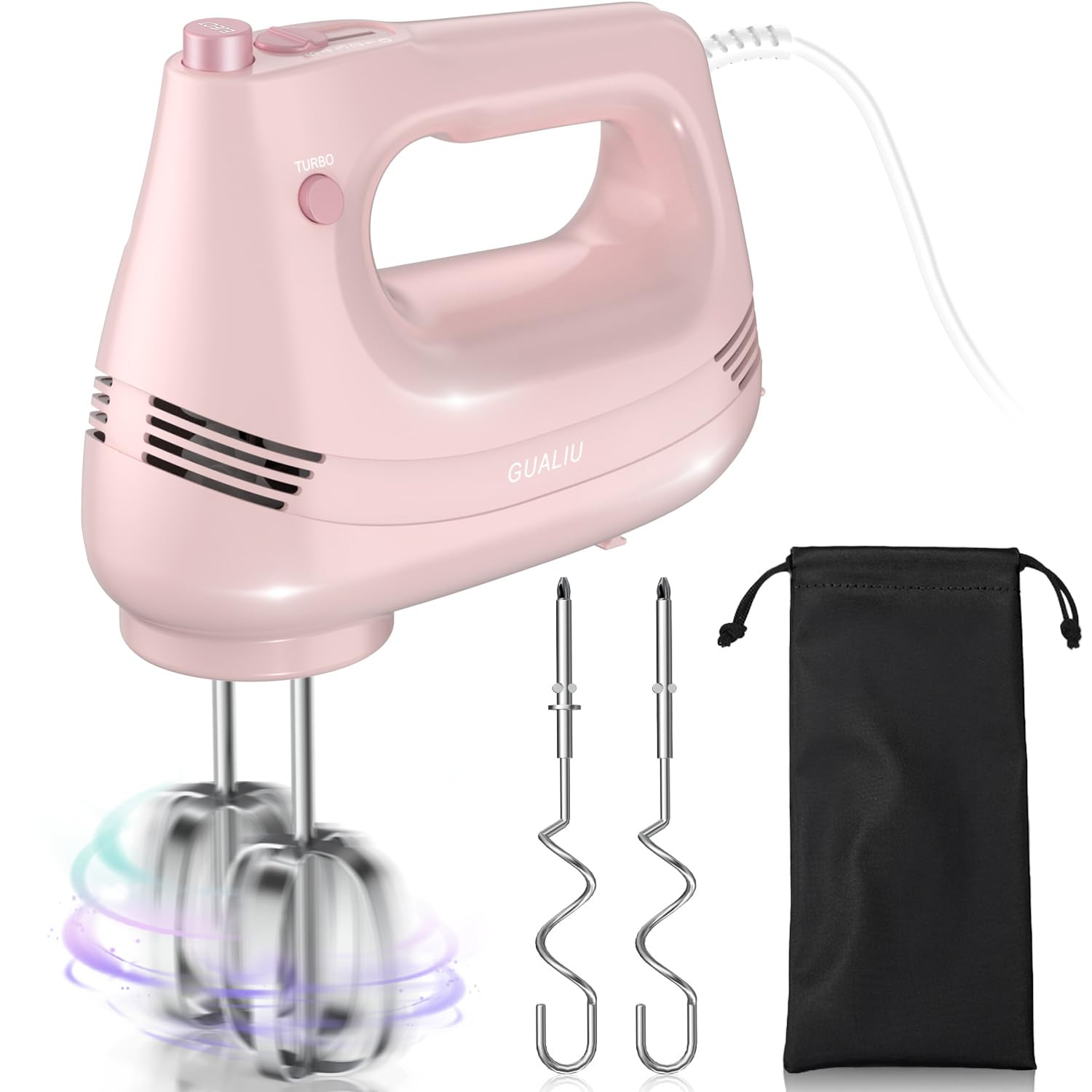 Electric Hand Mixer with Stainless Steel Whisk, Dough Hook Attachment and Storage Bag, Handheld M... | Amazon (US)