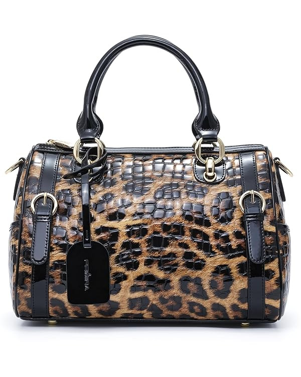 Genuine Leather Purse for Woman, Leather Tote Bag for Women Patent Leather Purse Shoulder Bag wit... | Amazon (US)