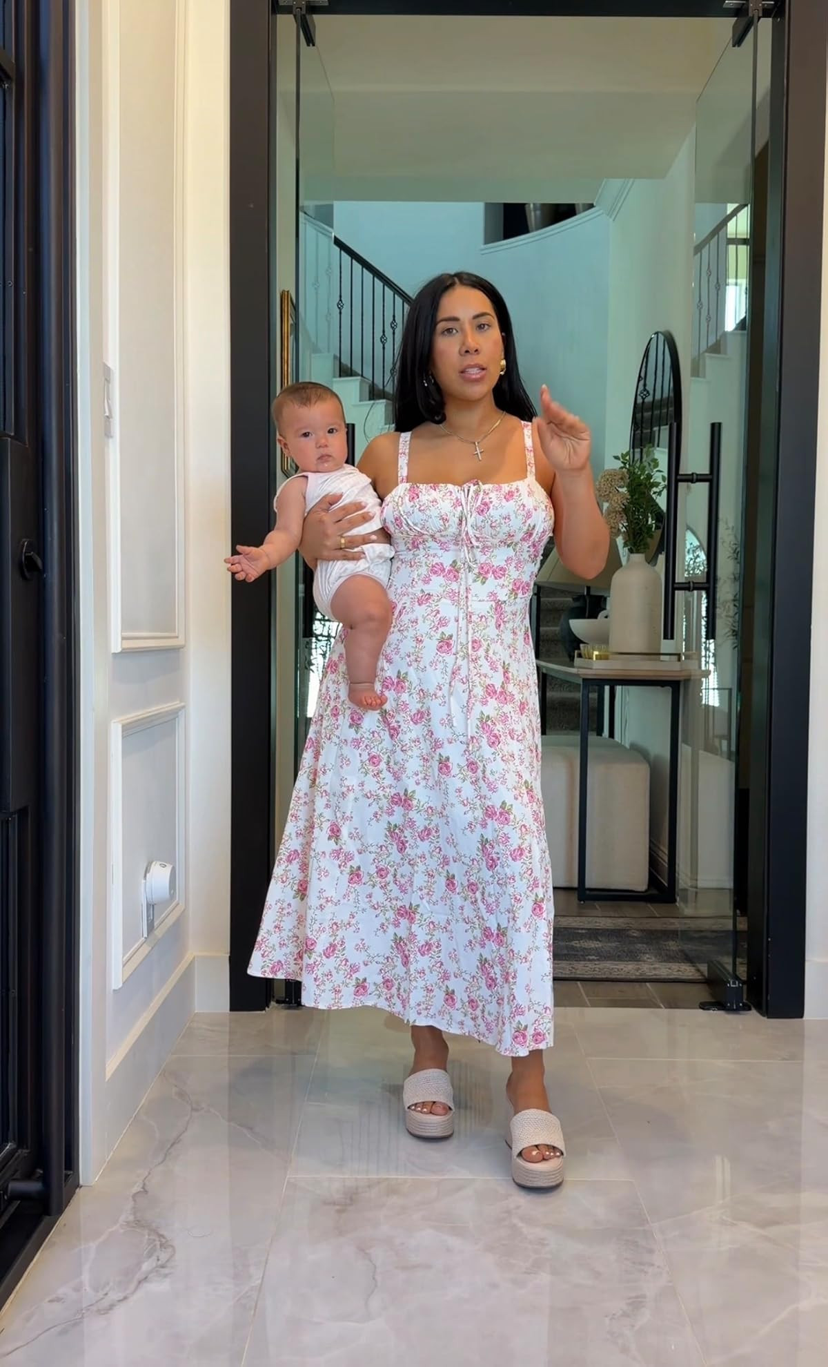 ABEHIK Women Floral Corset Dress Summer Dress 2026 Boho Flowy Slit Lace Up Midi Dresses Going Out... | Amazon (US)