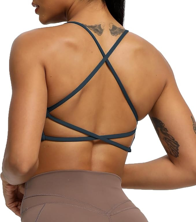 Aoxjox Women's Workout Sports Bras Fitness Backless Padded Ivy Low Impact Bra Yoga Crop Tank Top | Amazon (US)