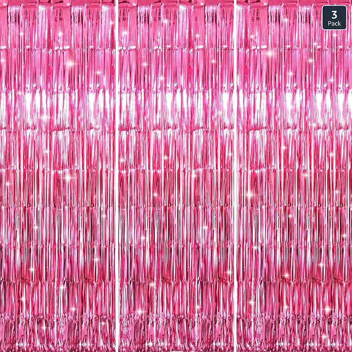 GOER 3.2 ft x 8.2 ft Metallic Tinsel Foil Fringe Curtains Party Photo Backdrop Party Streamers fo... | Amazon (US)