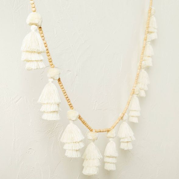 72" Tassel Pom Beaded Garland White - Opalhouse™ designed with Jungalow™ | Target